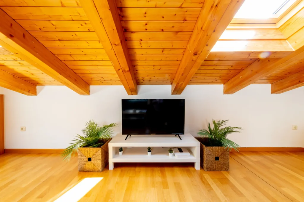 Salón con televisión y zona de estar